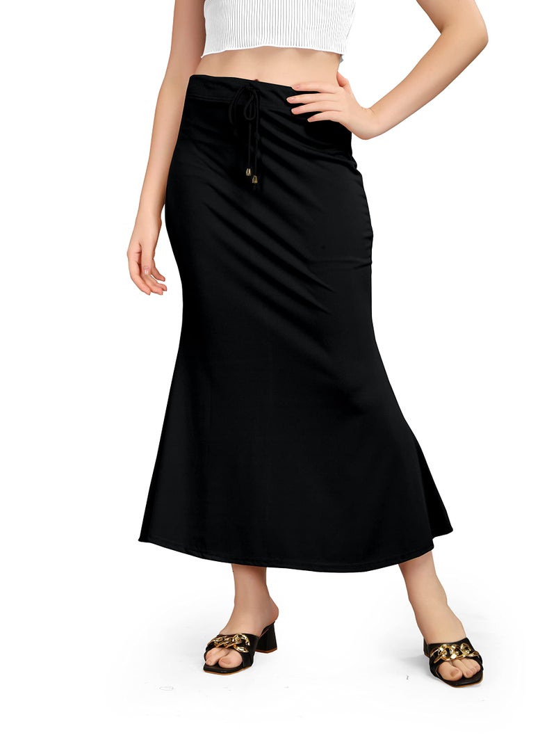 Kipzy Lycra Saree Shapewear  Long Skirt for Women for Beach  Night Out  Regular  Office  Party (Black  3XL) - Image 1